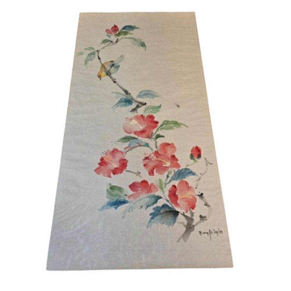 Watercolor Painting On Rice Paper Mary Jo Taylor Signed Vintage Original Art